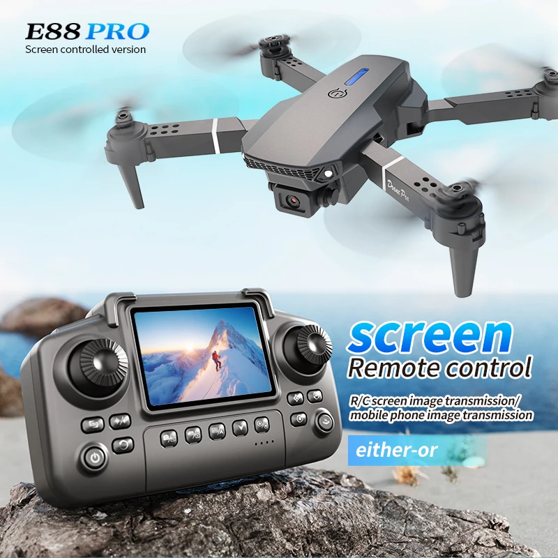 Drone Rc Bolide - Profesyonel E88 PRO Drone, Ekranlı 8K