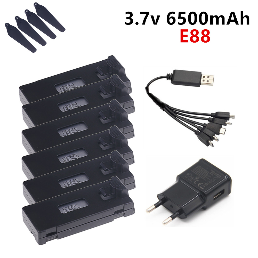 Drone E88 Rc Quadcopter - 3.7V 6500mAh Lipo Pil E88 E88PRO